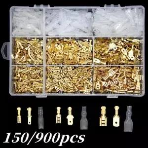 150/900PCS 여성 남성 스페이드 와이어 버트 커넥터 러그 배터리 스타터 케이블 스플 라이스 전기 압착