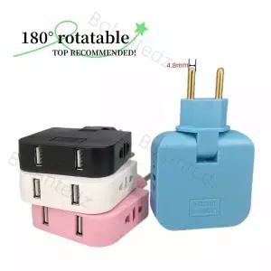 2USB 3 in 1 EU 전원 소켓 플러그 어댑터 접이식 여행용 변환기 KR 전기 AC 콘센트