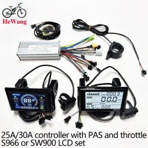 전기 자전거 25A/30A 브러시리스 모터 컨트롤러 24V 36V 48V 350W 1000W 및 S966/ SW900 LCD PAS 스로틀 키트 포함 전동 스쿠터 수리용
