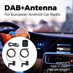 MEKEDE 듀얼 안테나 DAB + 어댑터 EU 디지털 라디오 범용 안드로이드 자동차 네비게이션 Type-C MCX SMA