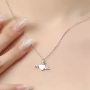 엔젤하트 (비쥬홀릭) 목걸이 백금도금 자개 패션목걸이 실버925 은목걸이