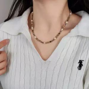 심플 못난이 크리스탈 고급목걸이 복고 원석 목걸이 담수진주