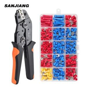 SN-02C 와이어 압착 도구 세트 절연 전기 커넥터 버트 링 스페이드 터미널 케이블 매트 카펫 러그 분류 키