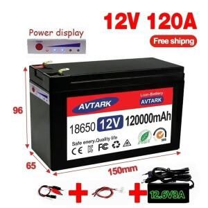 수12V 120Ah 120000 태양 에너지 내장형 고전류 30A BMS 전기 자동차 배터리 + char용 mAh 18650 리튬
