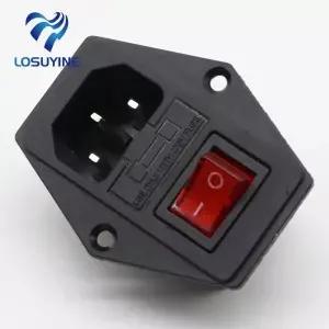 15A 10A/250V 3핀 AC 전원 소켓(파워 로커 스위치 퓨즈 포함)