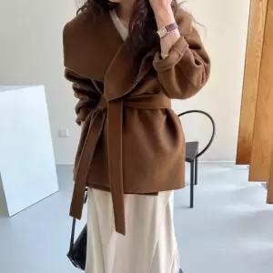 [러빙엠]빅카라넥 여자 벨티드 울 자켓 숏 핸드메이드 코트 (11441150A)