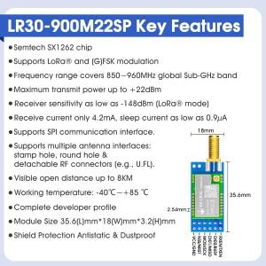 SX1262 LoRa 모듈 개발자 세트 DX-LR30 430~470MHz 868~915Mhz 22dBm 8km 범위 5V UART GPIO ISM 대역 RF