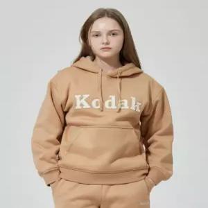 코닥 KODAK 브라우니 세미오버핏 라이트웜 기모 후드 BEIGE