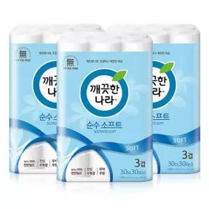 신세계 규격 깨끗한나라 순수소프트 30m30롤[3팩]
