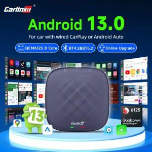 카플레이 네비게이션 carplay CarlinKit 안드로이드 자동차 무선 카플레이 AI TV 박스 넷플릭스 유튜브 플레이 스토어용 안드로이드 13 QCM6125 8 코어 분할 화면 64G 128G