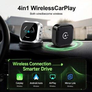 카플레이 네비게이션 carplay 우훌람브 무선 카플레이 4in1 AI 스마트 박스 에어플레이/미러링크/안드로이드 오토/카플레이 어댑터 차량용 지능형 시스템