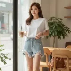 찢청 찢청 데님 반바지 핫팬츠 여성 숏팬츠