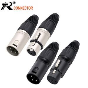1pc 3Pin XLR Male Female 플러그 와이어 커넥터 3 극 마이크 케이블 터미널 검정색 및 은색