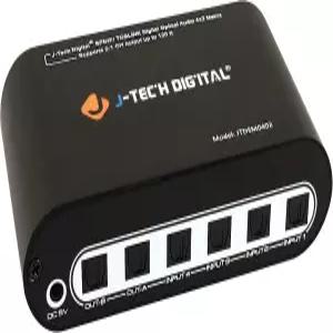 J-Tech 디지털 SPDIF TOSLINK 광학 오디오 매트릭스 스위치 4x2 스위처 4 입력 2 출력 JTD-SM0402