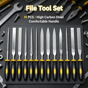 Mini Metal Needle File High-Carbon Steel Non-Slip Ergonomic Handles Hand Hardened Alloy Detail Preci