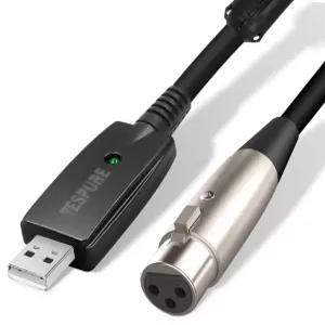 악기 녹음을 위한 YESPURE USB 마이크 케이블 수컷 XLR 암컷 링크 변환 스튜디오 오디오 커넥터 코드