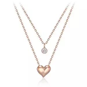 [엘르주얼리] 두줄 레이어드 하트 목걸이 ELBRNN247 (14K Gold Plated)