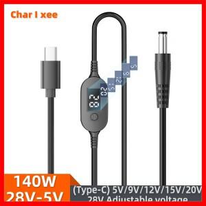 USB C to DC 파워 부스트 케이블 140W 타입 5V 9V 12V 20V 28V 조절 가능한 전압 어댑터 커넥터 코드 노트