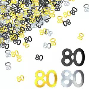 BDNOVA 80세 생일 파티 장식 웨딩 테이블 80주년 기념 번호 색종이 1온스 골드 실버 블랙 믹스