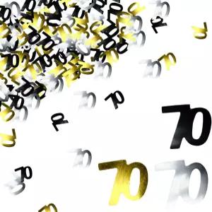 BDNOVA 70세 생일 파티 장식 웨딩 테이블 70주년 기념 번호 색종이 1온스 골드 실버 블랙 믹스