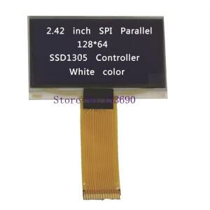 2.42 인치 흰색 128x64 OLED 디스플레이 모듈 8bit-6800/8080 4-SPI 직렬 I2C IIC 인터페이스 31 핀 드라이