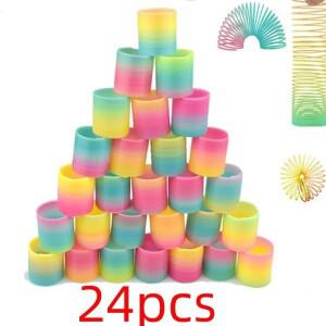 24PCS 레인보우 매직 스프링 서클 장난감 어린이 생일 파티는 손님을 선호합니다 경품 작은 선물 Pinata 필