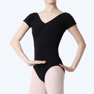 발롱 OWC3001 검정 입시복 성인발레복 반팔 레오타드
