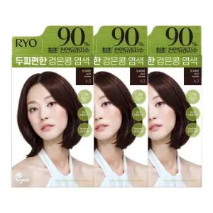 려 두피편한 검은콩 염색약 120g 4.0 딥브라운 3개