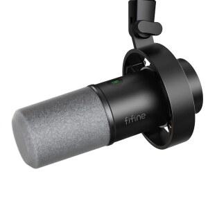 FIFINE 다이내믹 마이크, XLR/USB 팟캐스트 음성 오버 스트리밍용 녹음 PC 음소거 기능이 있는 스튜디오 메탈 헤드폰 잭, 볼륨 조절 모니터링, 윈드스크린 앰프 탱크 K688
