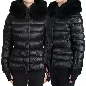 몽클레어 여성 아르모니크 후드 시어링 트리밍 다운 패딩 블랙 1A00063 53071 999