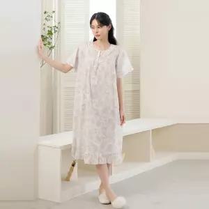 마누아 국산 순면 60수 프릴 여성 반팔 원피스 잠옷 MSW5375D