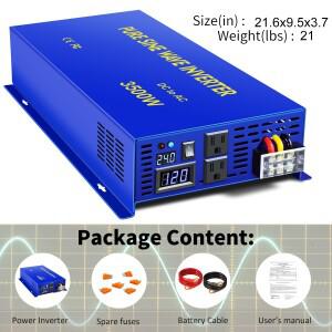 오프그리드 3500W 순수 정현파 태양광 인버터 24V 220V 차량용 전원 12V 48V DC-100V AC 변환 공급 장치