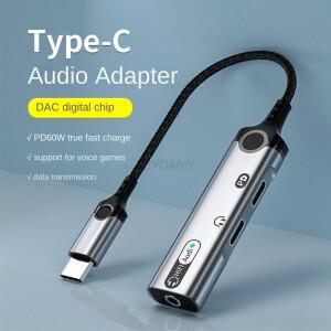 타입-C 헤드폰 어댑터 3 in 1 USB C to 3.5mm 오디오 컨버터 분배기 및 아이폰 호환호환17 갤럭시 호환 S26