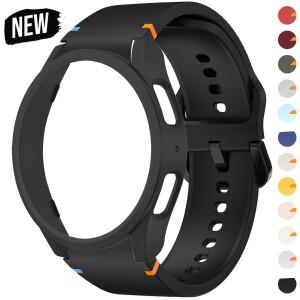 갤럭시 시계 7 6 5 4 용 케이스 + 스트랩 클래식 43mm 실리콘 밴드 PC 보호대 커버 범퍼