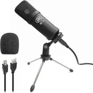 5.5피트 케이블 데스크 마이크 스탠드 및 팝 필터가 장착된 AxcesAbles USB 콘덴서 보컬 노래 스튜디오
