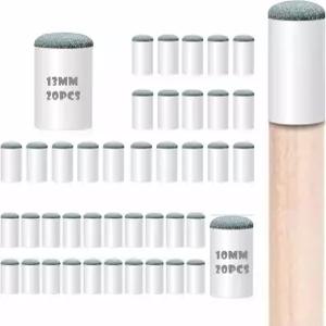 40pcs 슬립 온 풀 큐 팁 프리미엄 교체 2 사이즈 스틱 접착제나 도구 필요 없음 당구 10mm 스누커용 및
