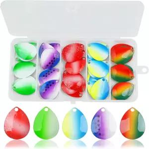 50개 세트 콜로라도 블레이드 키트 루어 제작용 스피너 DIY 월 릭용 페인팅된 다채로운 낚시용 부품 및