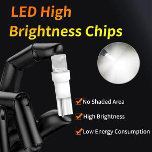 10pcs T5 W1.2W W2.3W 자동차 계기판 백라이트 화이트/블루/그린/옐로우/레드 12V DC 플러그앤플레이 조명