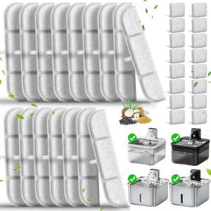 배터리 작동 고양이 분수 DPWFP6 84oz/2.5L 무선 반려견 반려동물 정수기용 필터 32팩 교체 16개 스펀지