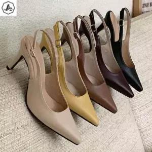 [애슬릿][애슬릿]스틸레토 슬링백 옐로우 뾰족코 베이직 여성 구두 8cm