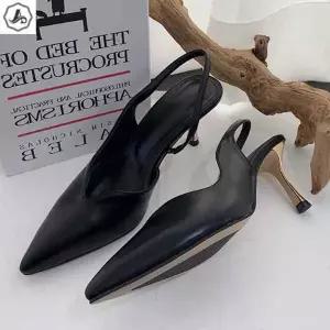 [애슬릿][애슬릿]스틸레토 슬링백 메탈릭 굽 포인트 심플 기본 힐 7cm