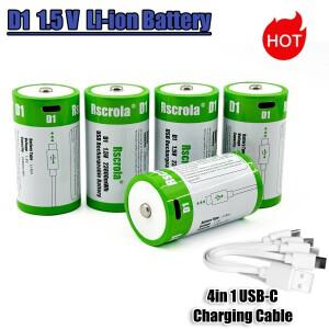 1.5V 23800mWh 호환 D1 충전식 리튬 배터리 가스레인지 및 온수기 USB 가능