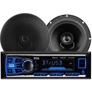 BOSS 오디오 시스템 638BCK 카 스테레오 패키지 u2013 싱글 딘, 블루투스, CD DVD 플레이어 없음, AM/FM 라디오 수신기, USB, 6.5인치 양방향 풀레인지 스피커