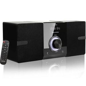 CD 플레이어, 블루투스, FM 라디오, 보조 기능, USB-인, 이어폰 잭, DSP-테크, 원격, 30W 크리스프 사운드 선반 가정용 스테레오 시스템이 포함된 컴팩트 시스템 스피커(LP-886)