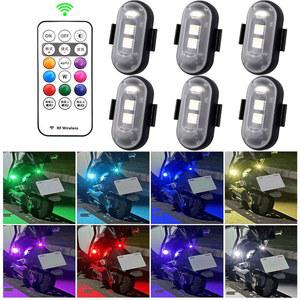 오토바이라이트 차량용 오토바이 RGB LED 스트로브 라이트 8색 항공기 플래시 경고등 위치 무선 헬리콥터