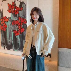 패브릭픽 여성 바람막이 코트 봄 가을 쇼트 톱 야구점퍼