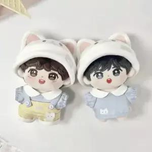 1세트 고양이 모자 10cm 면 인형 옷 스트랩 바지 미니 창의적인 드레스업
