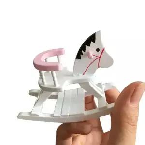 인형 집 액세서리 미니어처 흰색 나무 흔들 목마 의자 보육실 가구 1 12 Brinquedos Infantil