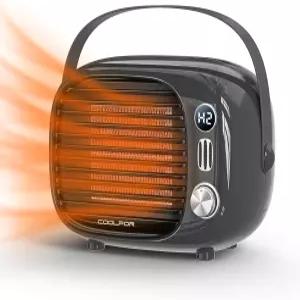 쿨포어 스페이스 히터 800W/500W 세라믹 기울기 방지 기능 빠른 가열 과열 조용하고 컴팩트한 디자인으로