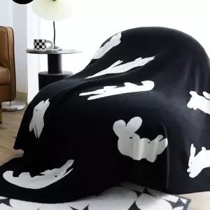 토끼 두꺼운담요 동물 럭셔리 스로우 블랙 여름 이동 디자이너 비행 침구